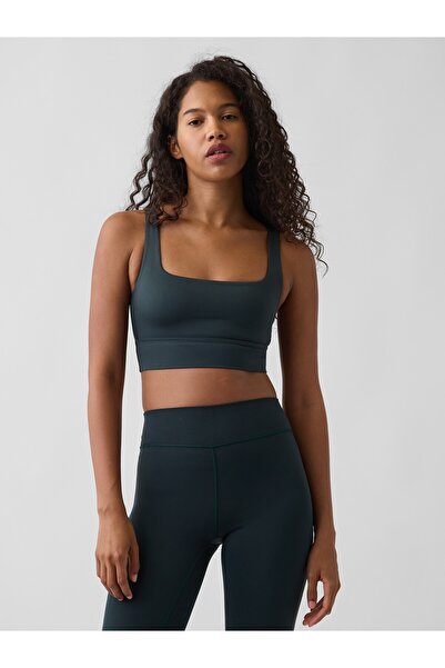 GAP Kadın Yeşil GapFit Yumuşak Kare Yaka Spor Sütyeni