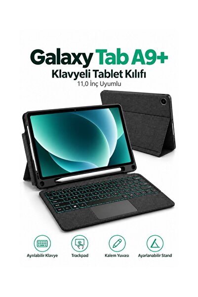 Fuchsia Galaxy Tab A9 Plus SM-X210 SM-X216 11 Uyumlu Klavyeli Tablet Kılıfı T...