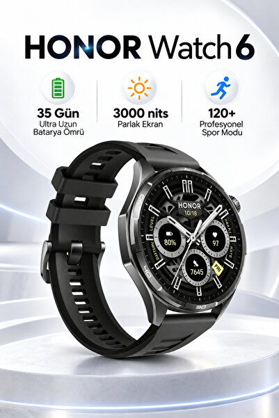 HONOR Watch 6 Akıllı Saat, 35 Güne Kadar Pil Ömrü, 3000 Nit Parlak Ekran, 120...