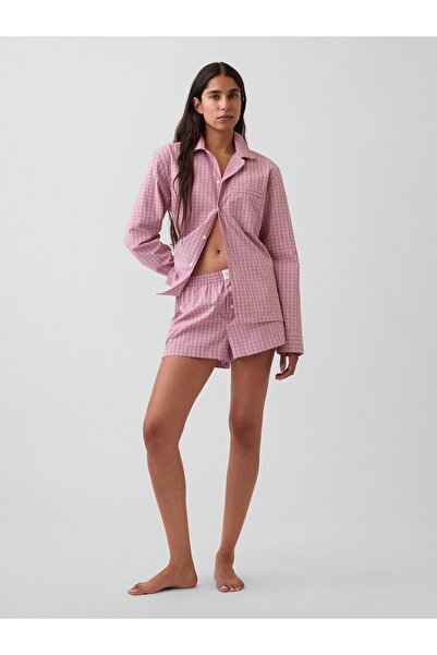 GAP Kadın Pembe Poplin Boxer Pijama Şort