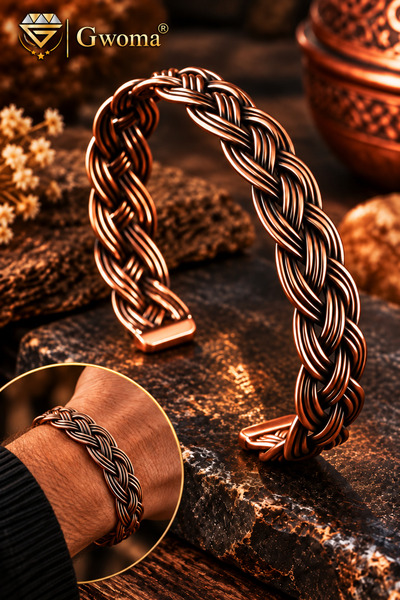 GWOMA Men's and Women's Copper Bracelet - Braided Model Men's Handcuff Bracelet