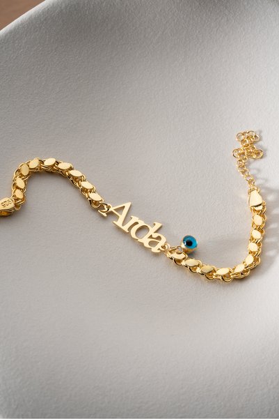 Silvano Jewelry 925 Ayar Gümüş Pullu Zincirli İsimli Bileklik