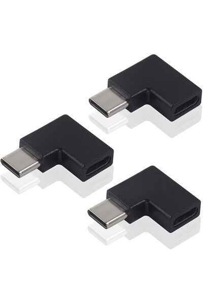 KASTWAVE مجموعة من 3 محولات USB-C بزاوية 90 درجة، كابل تمديد USB-C بسرعة 10 ج...