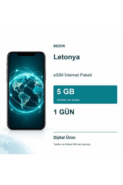 Bezos Letonya eSIM İnternet Paketi Günlük 5 GB 1 Gün