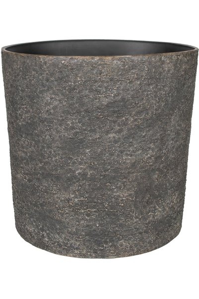 Herdekora Plastik Saksı Silindir Doğal Kaya Dokulu Premium Antrasit 28X28 Cm.