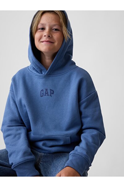 GAP Erkek Çocuk Mavi Relaxed Logo Sweatshirt