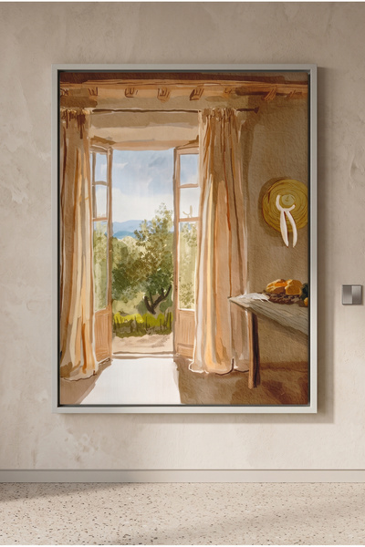 Jasmine Art Rustic Tuscan Villa Nature Wall Art | Portrait Framed Canvas Prin...