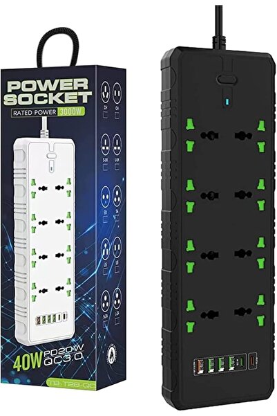GENERAL Power Strip Extension Cord with 8 Universal Outlet Plug and 6 USB Cha...