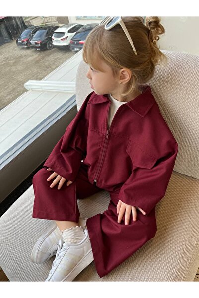 MyChino Kids Unisex Bordo Zippered Jacket and Pants Set