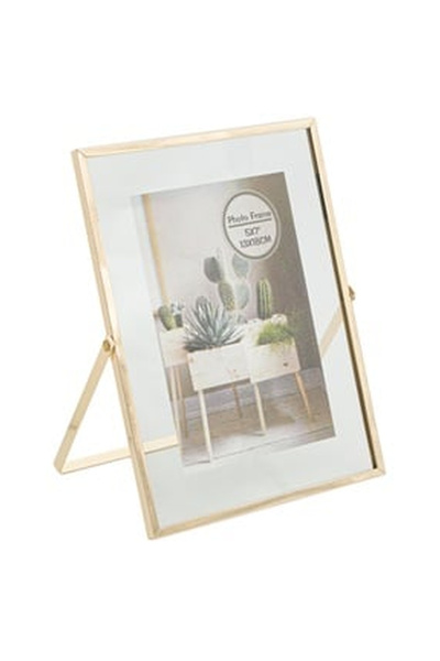 OEM Rama Foto din Sticla Transparenta Cadru Auriu 13x18cm