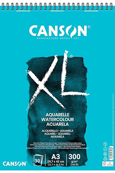 Canson ورق ألوان مائية XL بوزن 300 جرام/م2، مقاس A3، مضغوط على البارد، دفتر ح...