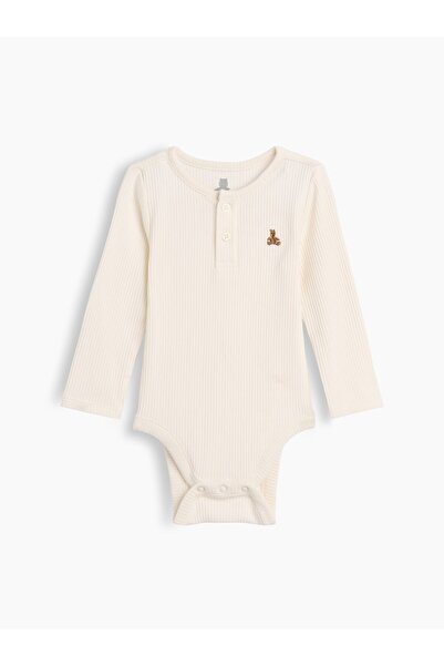 GAP Bebek Kırık Beyaz First Favorites TinyRib Henley Bodysuit