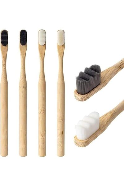 NALACAL Bamboo Toothbrush, 4 Pack Extra Soft Bristles, 20000 Soft Natural Bri...