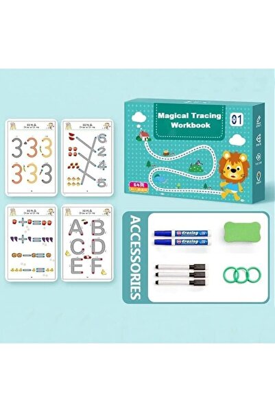 JOYZZZ Magical Tracing Workbook Set, 64 Pages Reusable A4 Drawing Copybook, P...