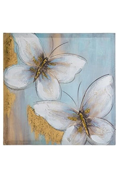 OEM Tablou in Ulei Fluturi cu Detalii Aurii Glitter 40x40x1.8cm
