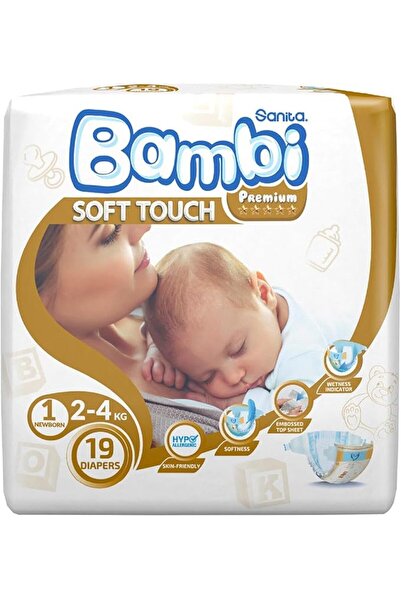 Sanita Bambi مقاس 1، حديثي الولادة، 2-4 كجم، 16 حفاضة (قد يختلف الحزمة)