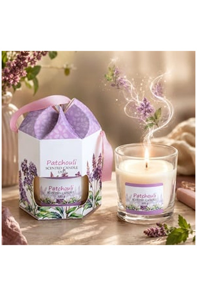 OEM Scented Candle in Glass with Patchouli Aroma in Gift Box