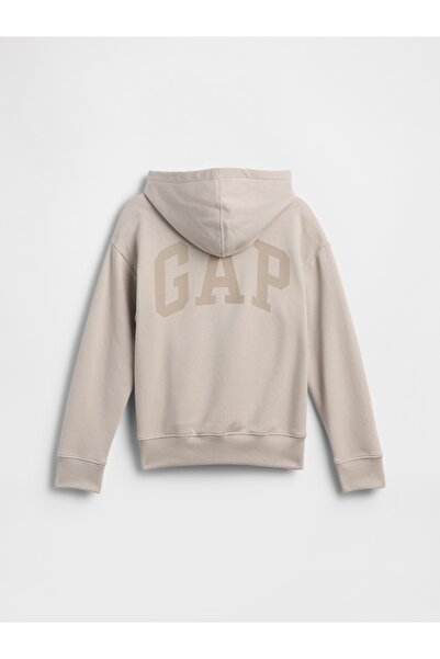 GAP Erkek Çocuk Koyu Bej Relaxed Logo Sweatshirt