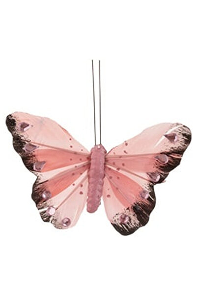 OEM Fluture Decorativ Roz Negru cu Stras Roz pentru Perdele 10cm