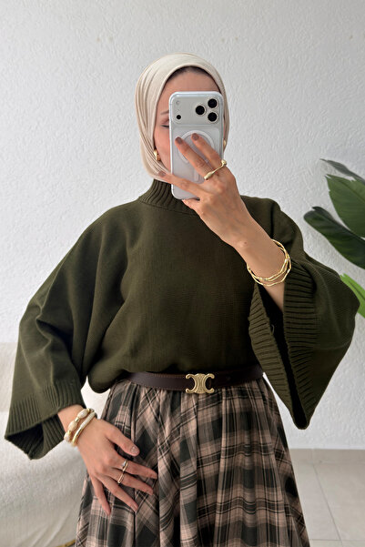 zhrcelebi Yarasa Kol Triko Bluz - HAKİ