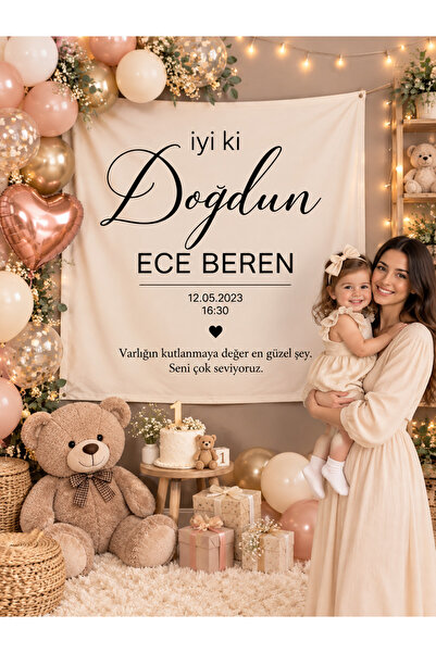 HiraEv Kişiye Özel Büyük Ebat Birinci Kalite İyi Ki Doğdun Doğum Günü Duvar Ö...