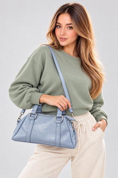 Bluewhs Women's Soft Textured Faux Leather 2-Compartment Zippered Shoulder and Hand Bag – with Strap