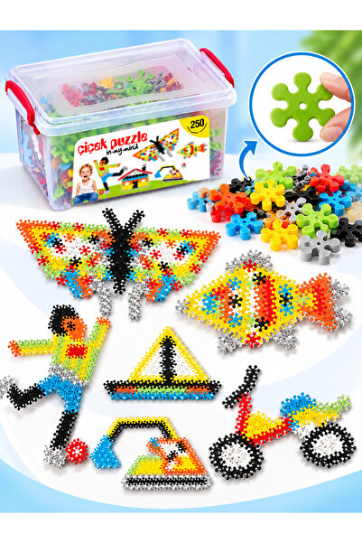 a v d a Çiçek Puzzle Bloklar 250 Parça Eğitici Yapı Oyuncağı, Birleştirme ve ...