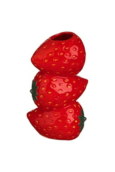 OEM Decorative Ceramic Vase with 3 Strawberries Pattern 11x8x21cm
