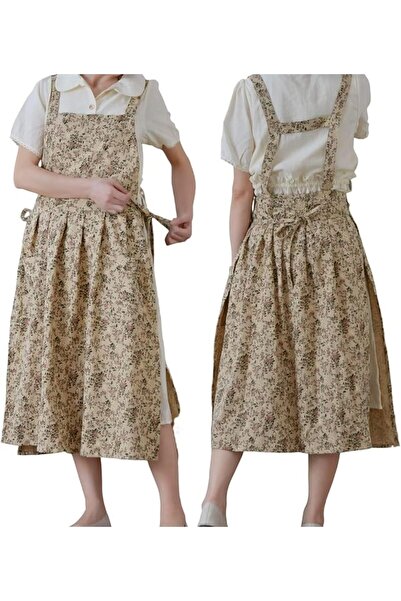 GENERAL Pinafore Apron DressJapanese Cotton Linen Cross Back Apron for Women ...