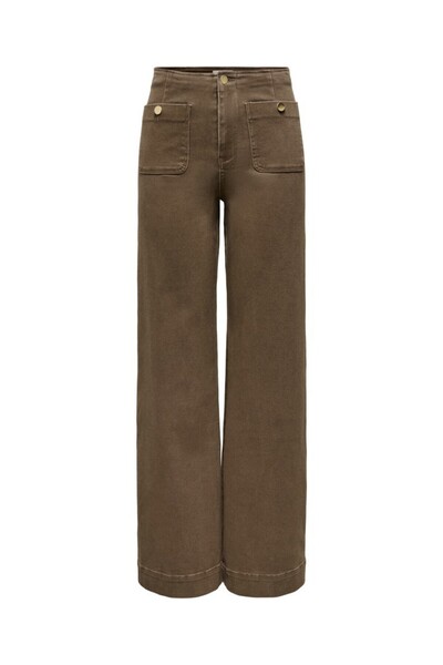 ONLY Women's Brown Onlmadelıne Hw Wide Pocket Color Pnt Jean