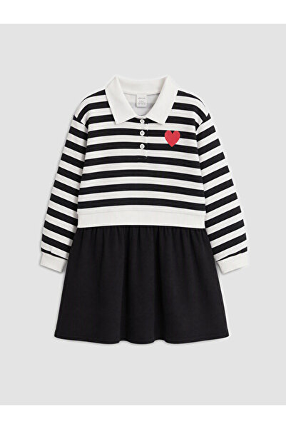 LC Waikiki Rmz Gi̇yi̇m Farkiyla Devrik Roba Collar Girl's Dress