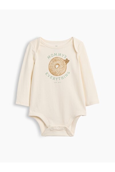 GAP Bebek Kırık Beyaz First Favorites Organik Pamuk Grafik Baskılı Bodysuit