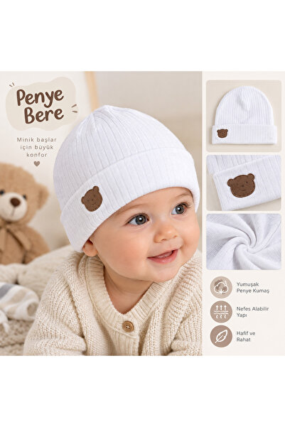 miniboncuk Teddy Bear Detailed Combed Cotton Beanie