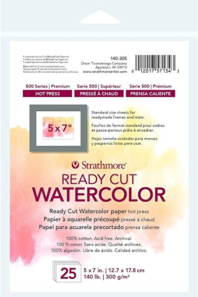 Strathmore 140-305 500 Series Ready Cut Watercolor Paper, 140 lb. Hot Press, ...