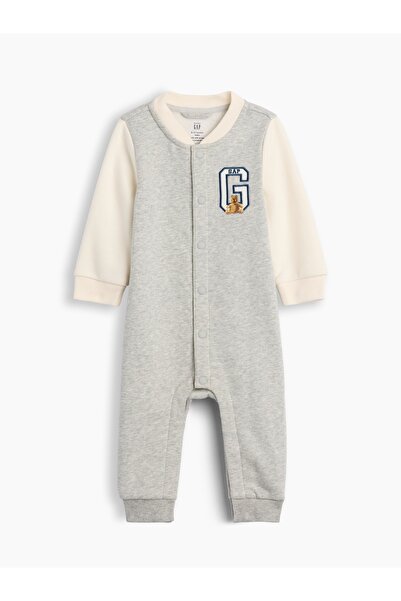 GAP Bebek Gri Baby VintageSoft Varsity Logo Tek Parça