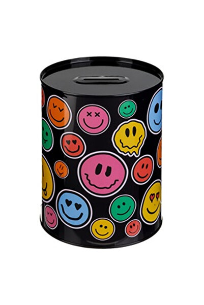 OEM Pusculita Metalica Neagra cu Model Emoji Ø12x16cm