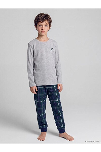 LC Waikiki Embroidered Crew Neck Boys' Pajama Set (W6)