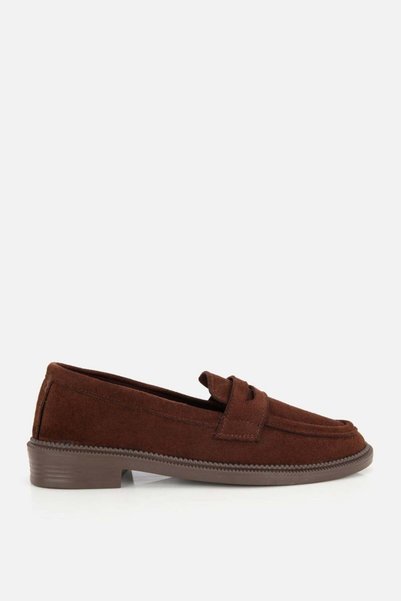 Yaya by Hotiç Kadın Kahverengi Süet Klasik Loafer