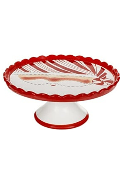 OEM Platou Ceramic cu Picior Alb Rosu Model Mos Craciun pentru Prajituri Ø31x...