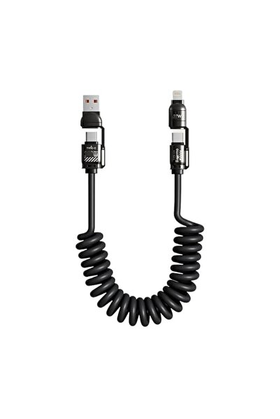 KASTWAVE 4-in-1 Coiled 240W Rapid Charging Cable - Super Fast 240W Spring Dat...