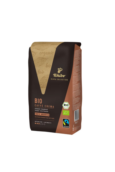 Tchibo Cafea Boabe Vista Cafe Crema Bio 100% Arabica 1 kg, Cafea Ecologica de Inalta Calitate, Aroma Bogata si Spuma Catifelata pentru Espresso si Automat