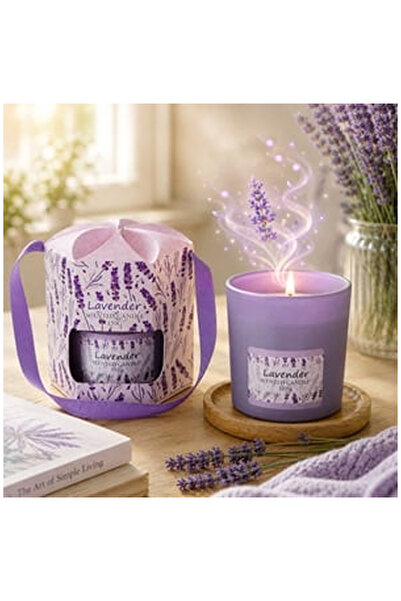 OEM Scented Candle in Glass with Lavender Aroma in Gift Box