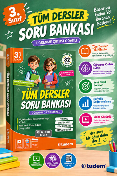 Tudem Yayınları 3. Sınıf Tüm Dersler Soru Bankası Maarif Modeli 2026-2027 Müf...