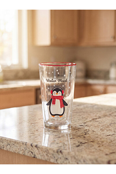 LC Waikiki Rmz Gi̇yi̇m Farkiyla Penguin Printed Glass Cup 550 ml
