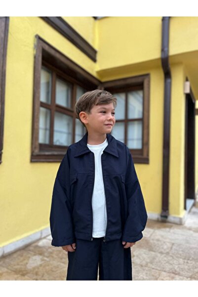 MyChino Kids Unisex navy blue zippered jacket pants set