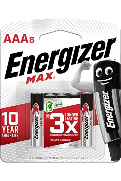 Energizer بطارية قلوية E92Bp8 ماكس 1.5 فولت - Aaa، عبوة من 8 قطع