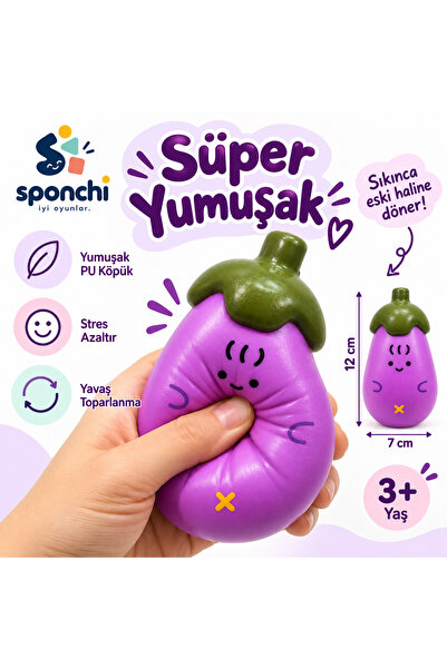 Genel Markalar Patlıcan Sukuşi Stres Oyuncağı – Slow Rising Yavaş Yükselen Sü...
