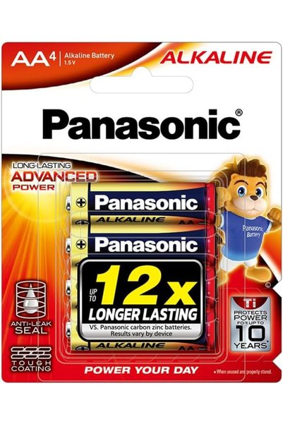 PANASONIC PROFESSIONAL بطاريات باناسونيك القلوية من النوع AA/عبوة نفطة من 4 قطع