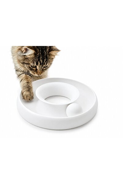 OEM Jucărie interactivă pentru pisici, circuit circular cu minge, alb, 30x30cm