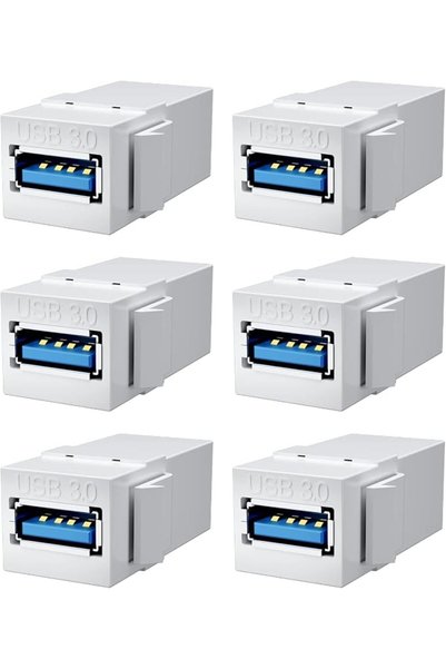 SYOSI موصل USB 3.0 كيستون جاك، 6 قطع محول USB كيستون جاك أنثى إلى أنثى، موصل ...